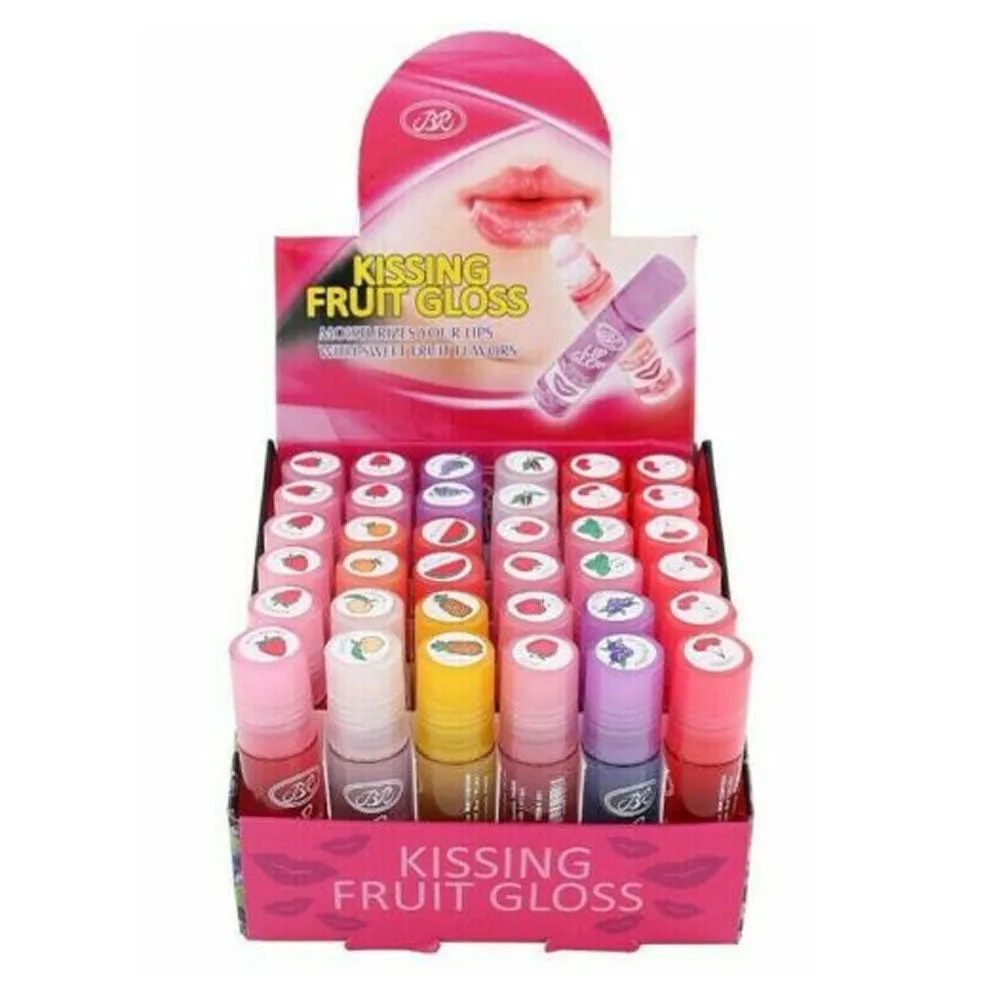 24 Pc Bulk Assorted Fruit Lip Gloss Fruity Flavors Roll On Beauty Cosmetics