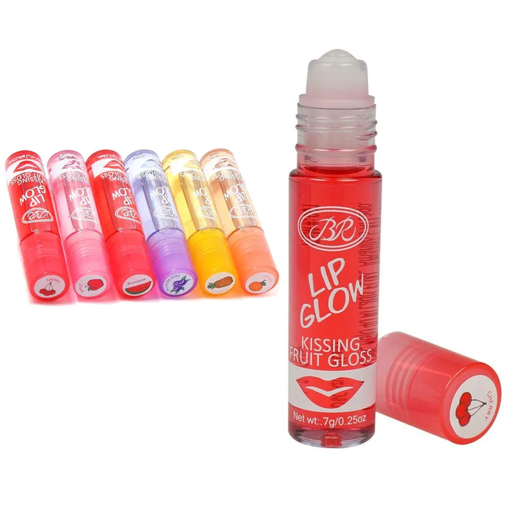 24 Pc Bulk Assorted Fruit Lip Gloss Fruity Flavors Roll On Beauty Cosmetics