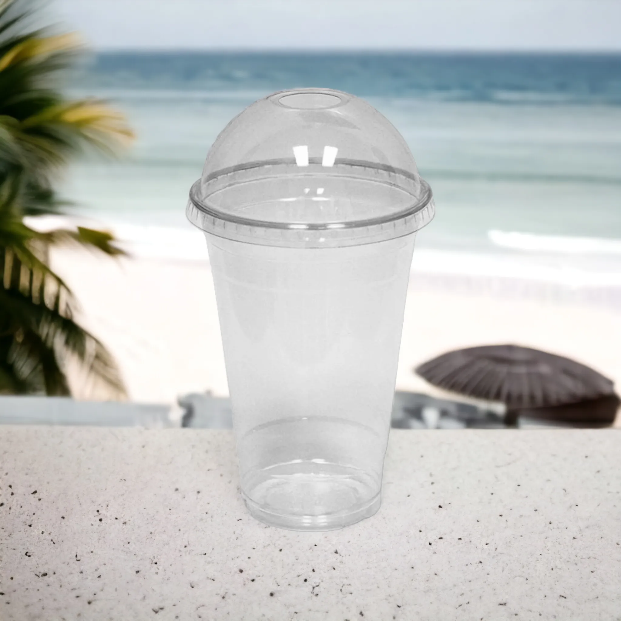 650ml Disposable PET Plastic Smoothie Cup with Dome Lid and Hole 10pack