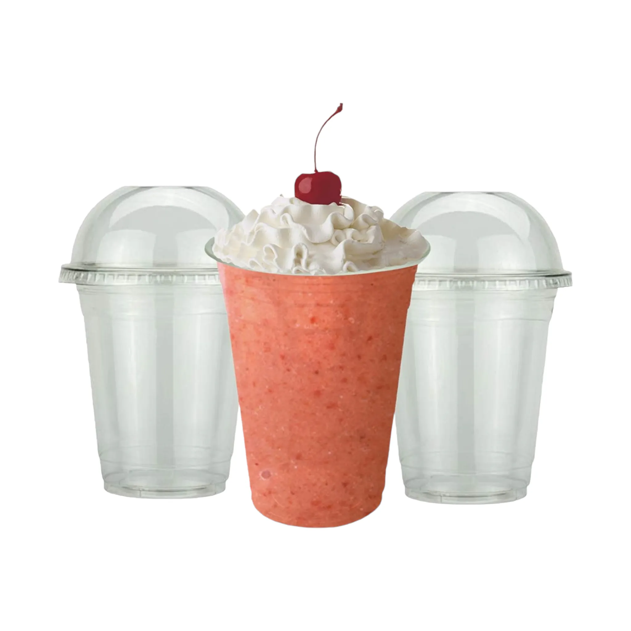 650ml Disposable PET Plastic Smoothie Cup with Dome Lid and Hole 10pack
