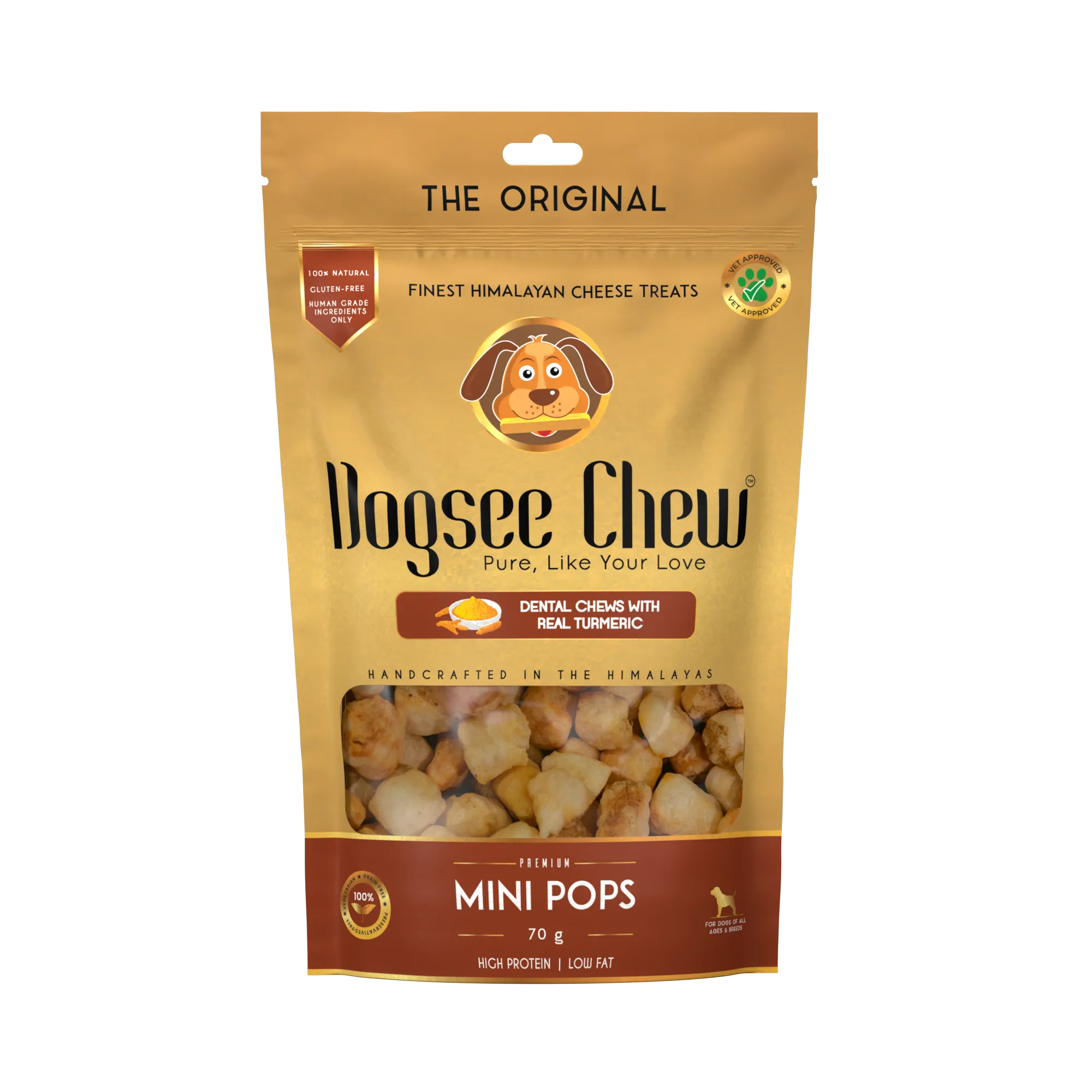 Dogsee Dog Chew Mini Pops Dental Treats with Real Turmeric 70g