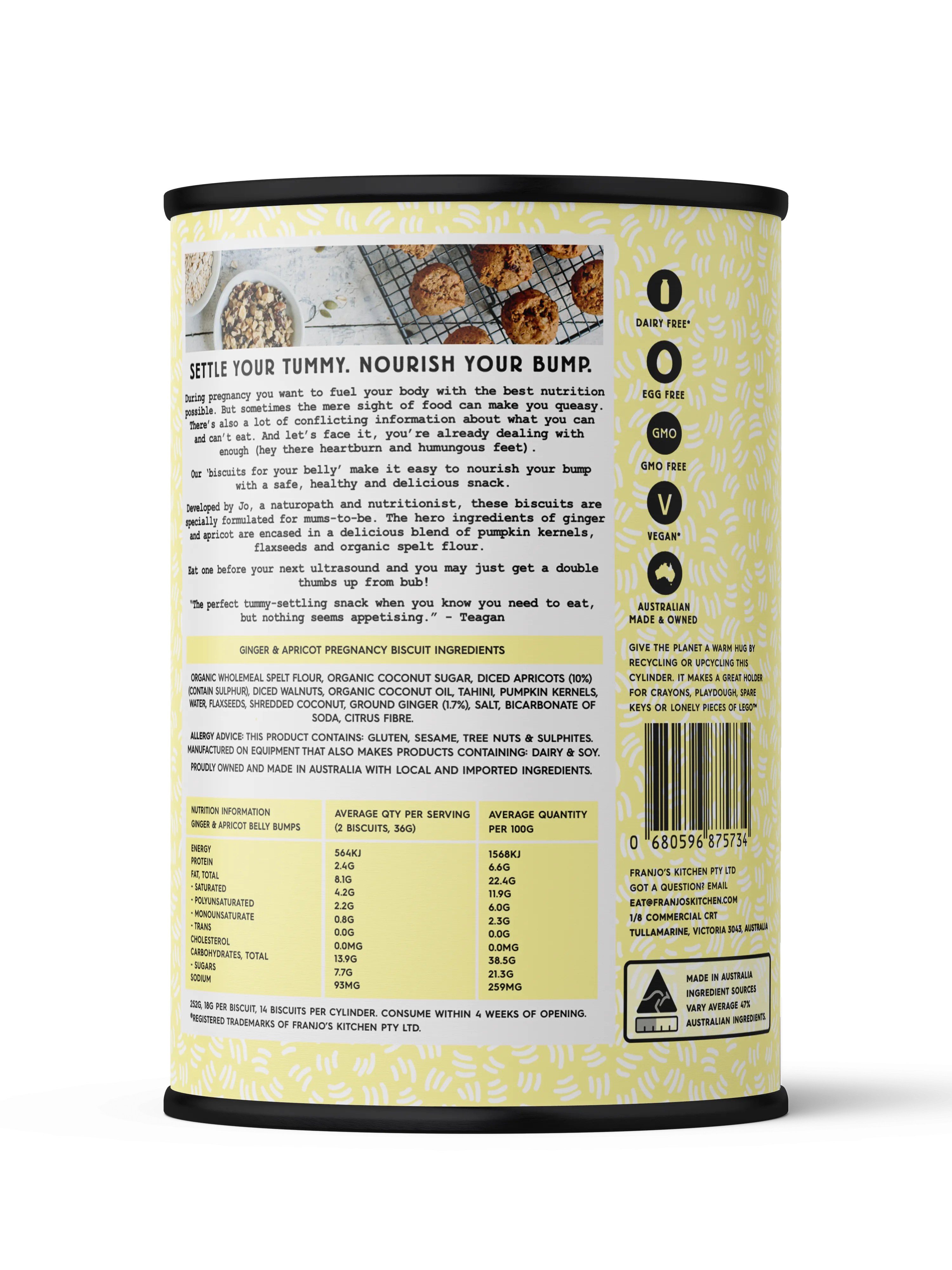 Franjos Kitchen Belly Bump Pregnancy Biscuits - Ginger and Apricot