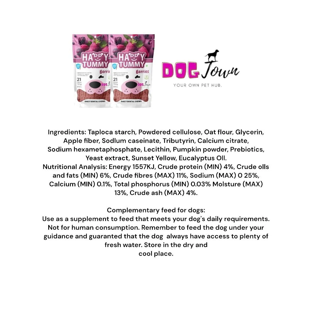 Happy Tummy Dental Berries Flavoured Chews for Dogs