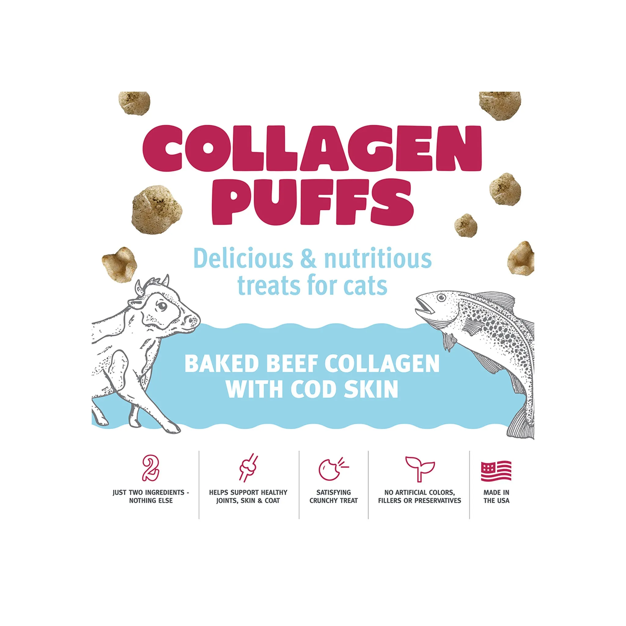 Icelandic  Beef Collagen Mini Puffs Dehydrated Cat Treats