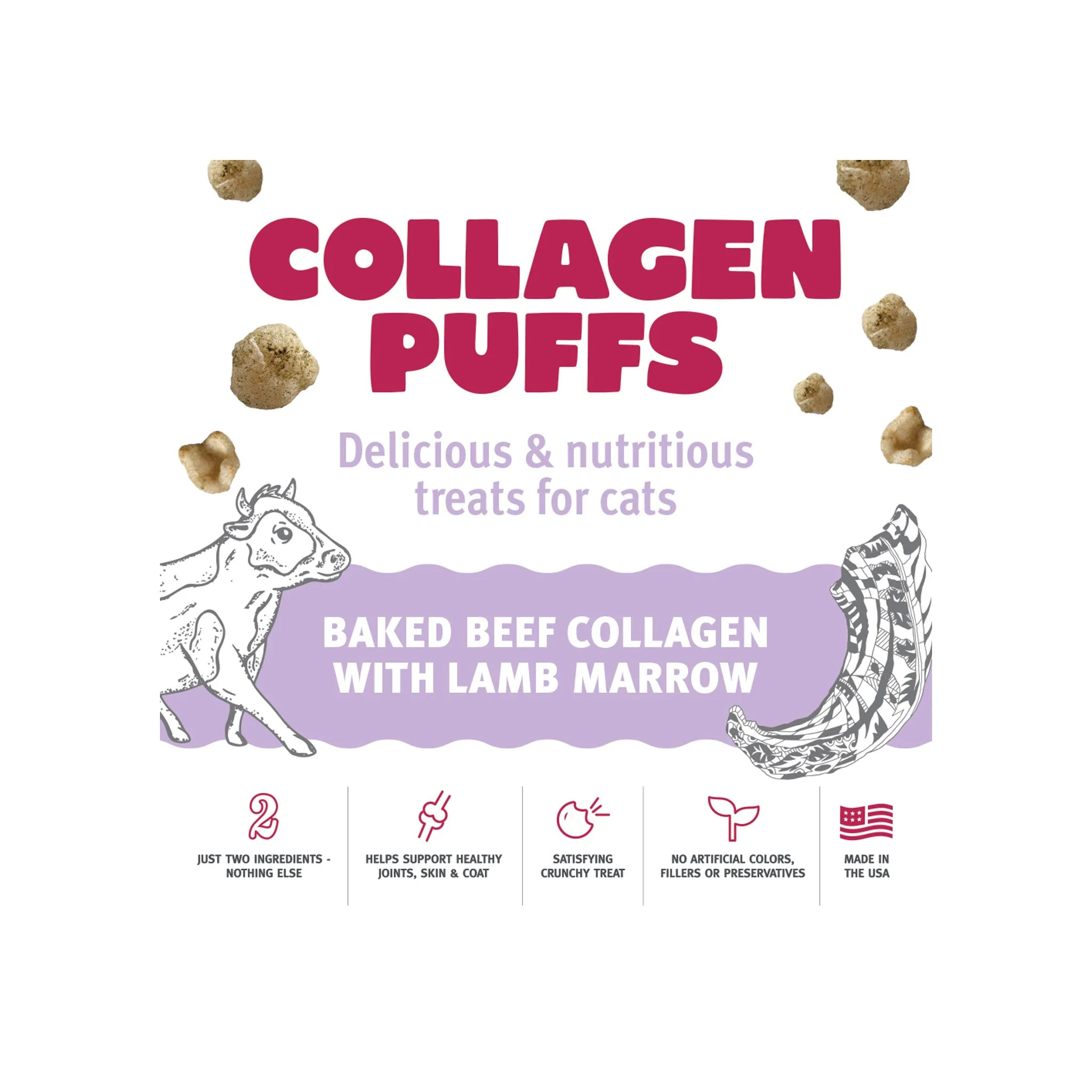 Icelandic  Beef Collagen Mini Puffs Dehydrated Cat Treats