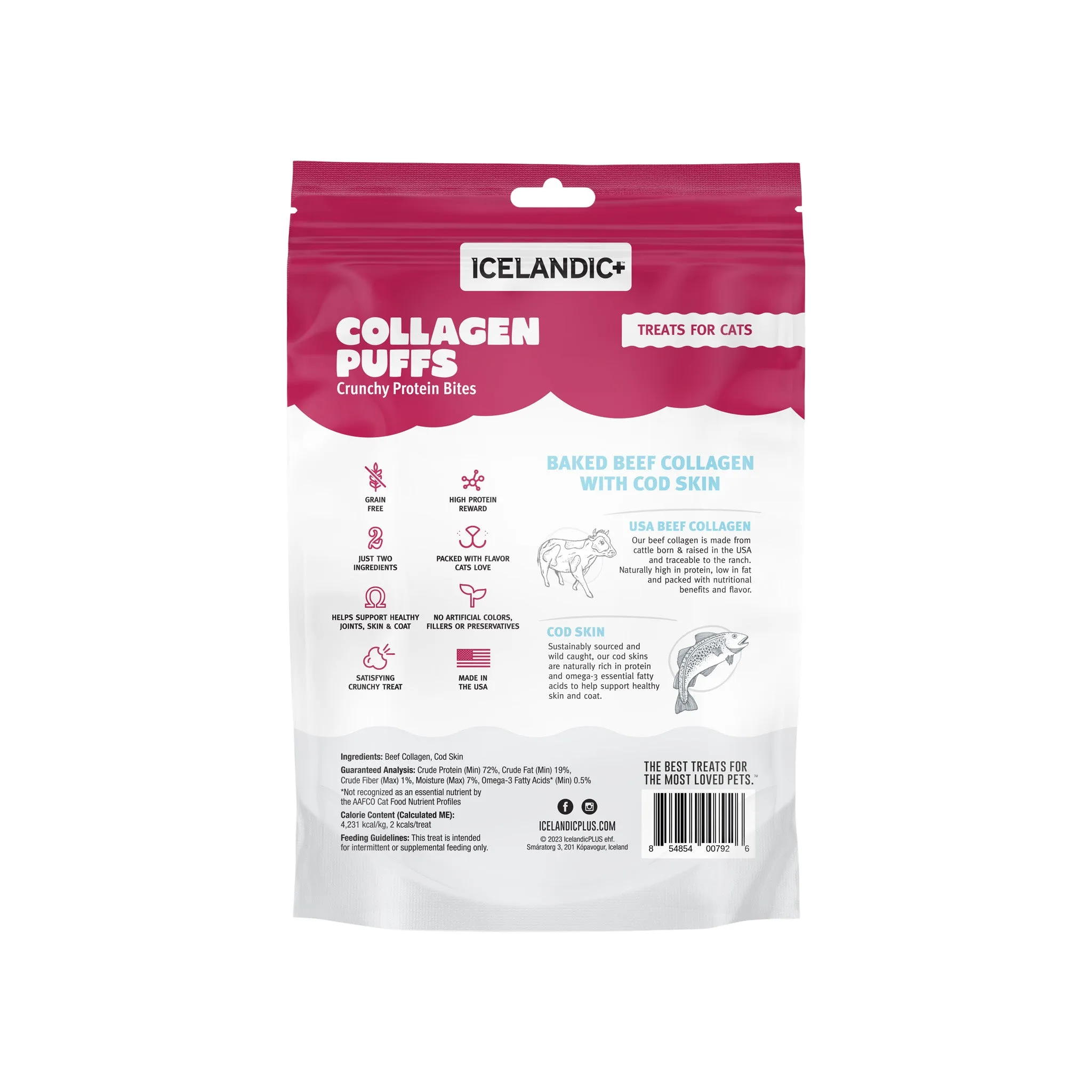 Icelandic  Beef Collagen Mini Puffs Dehydrated Cat Treats