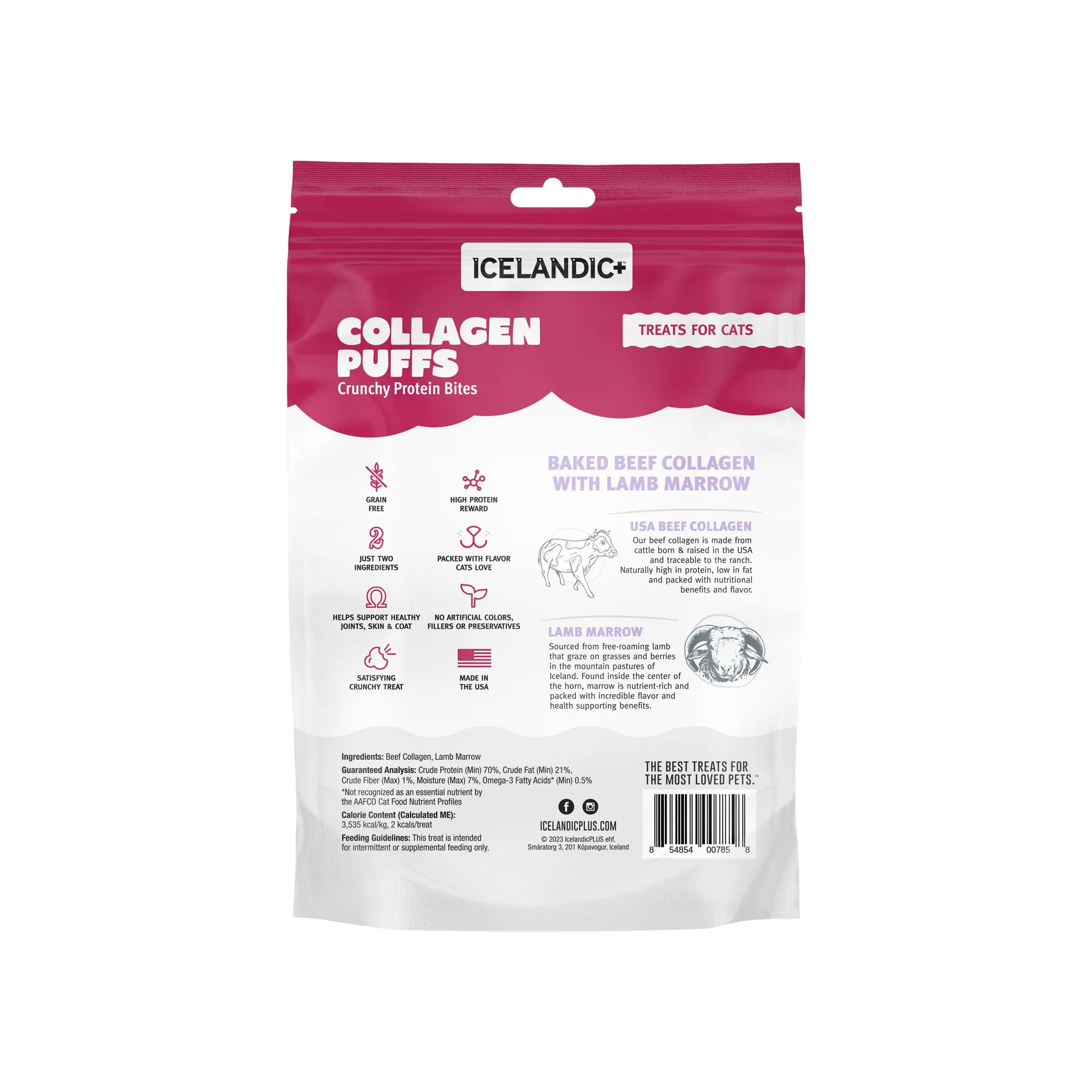 Icelandic  Beef Collagen Mini Puffs Dehydrated Cat Treats