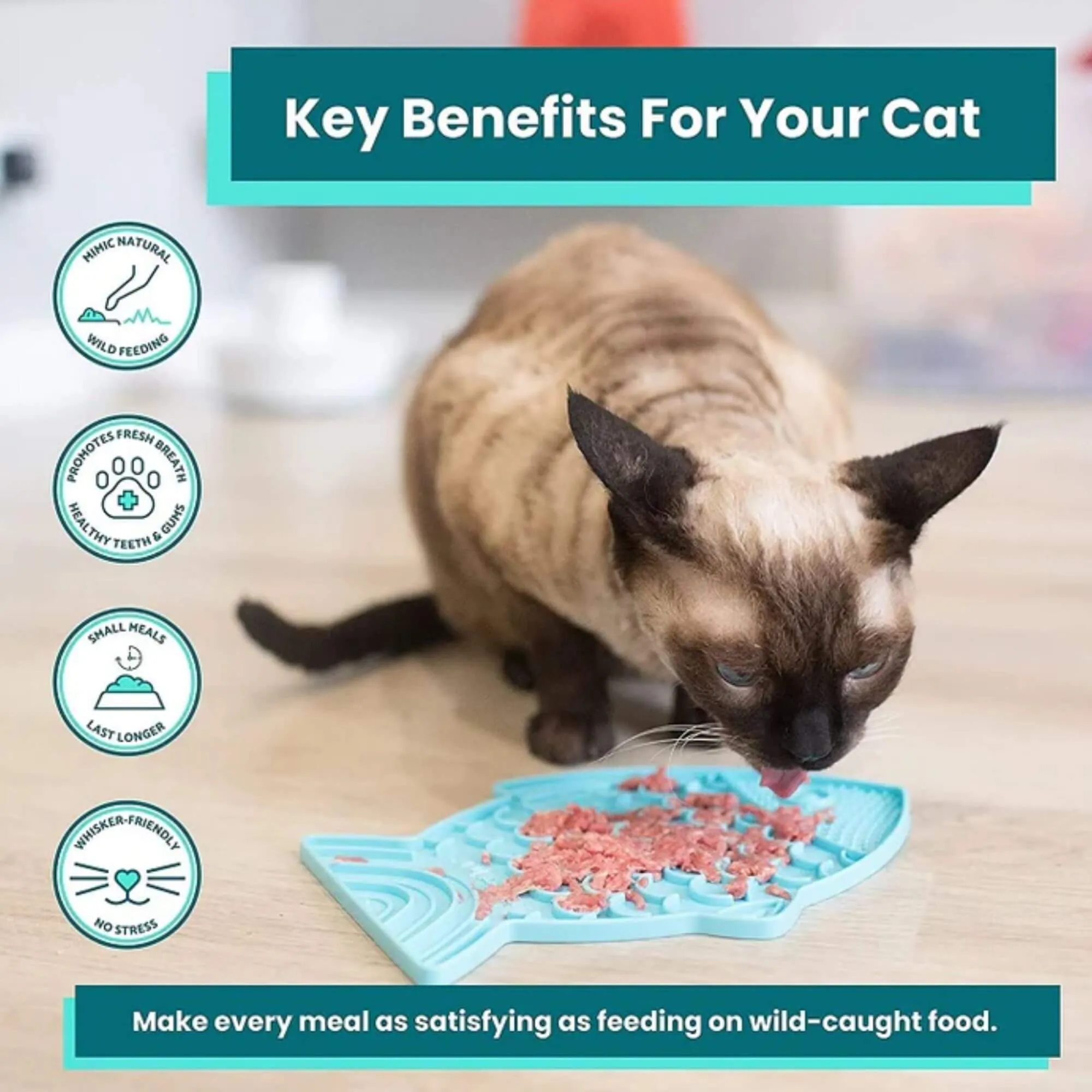LickiMat Classic Buddy Cat Slow Feeder Boredom Buster