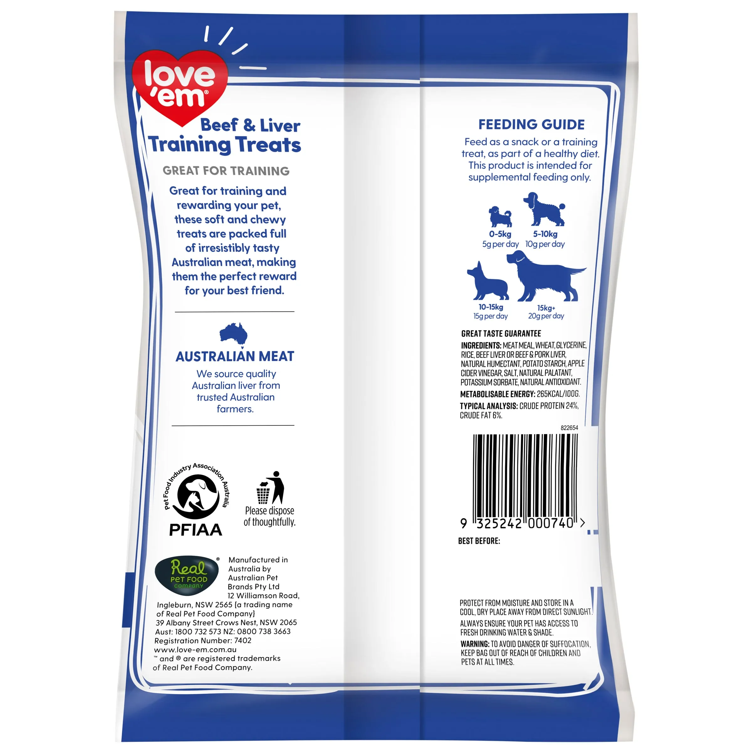 Love Em Beef and Liver Training Dog Treats 200g