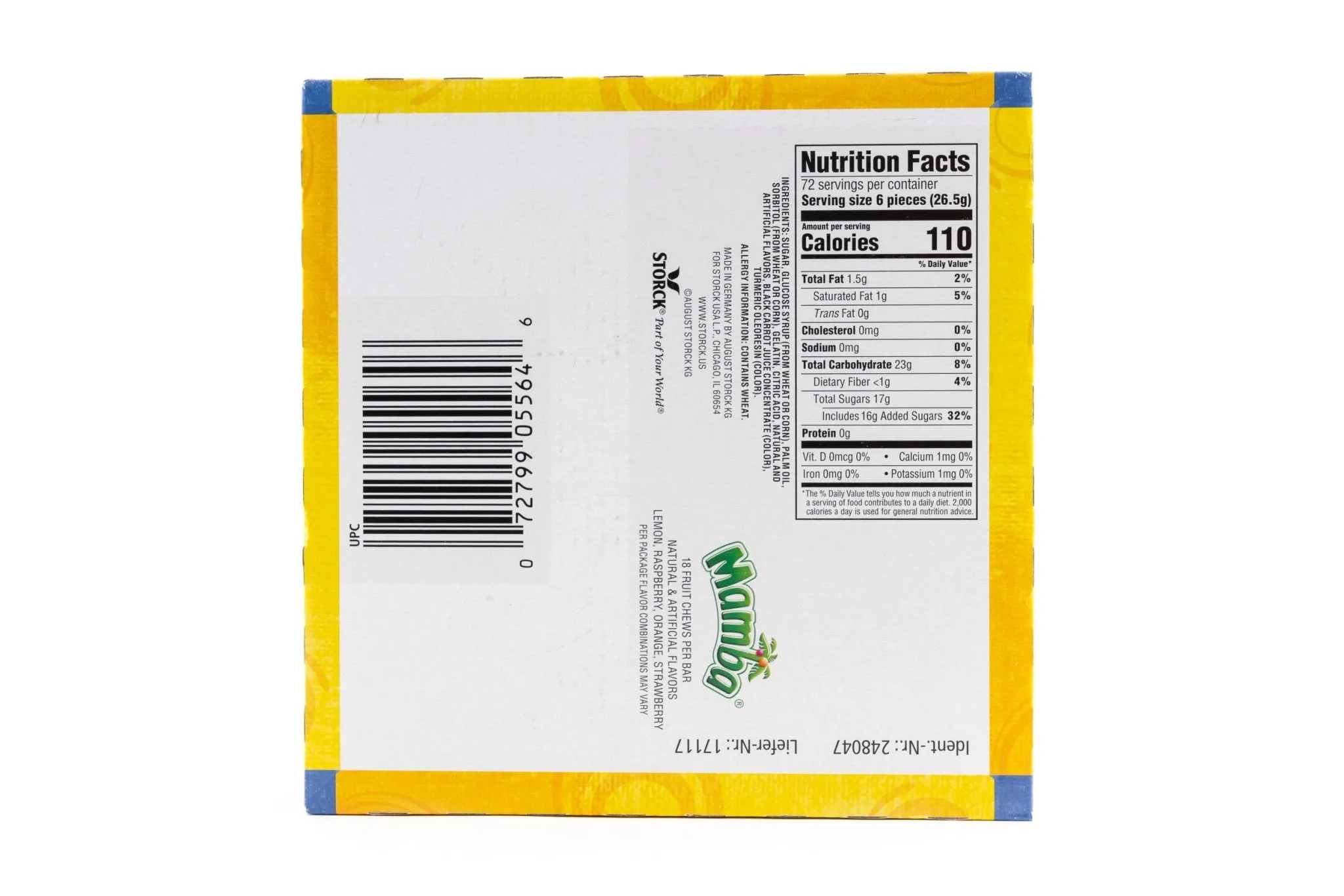 Mamba Fruit Flavor Chew Candy Bar Bulk Box (2.80 oz, 24 ct.)
