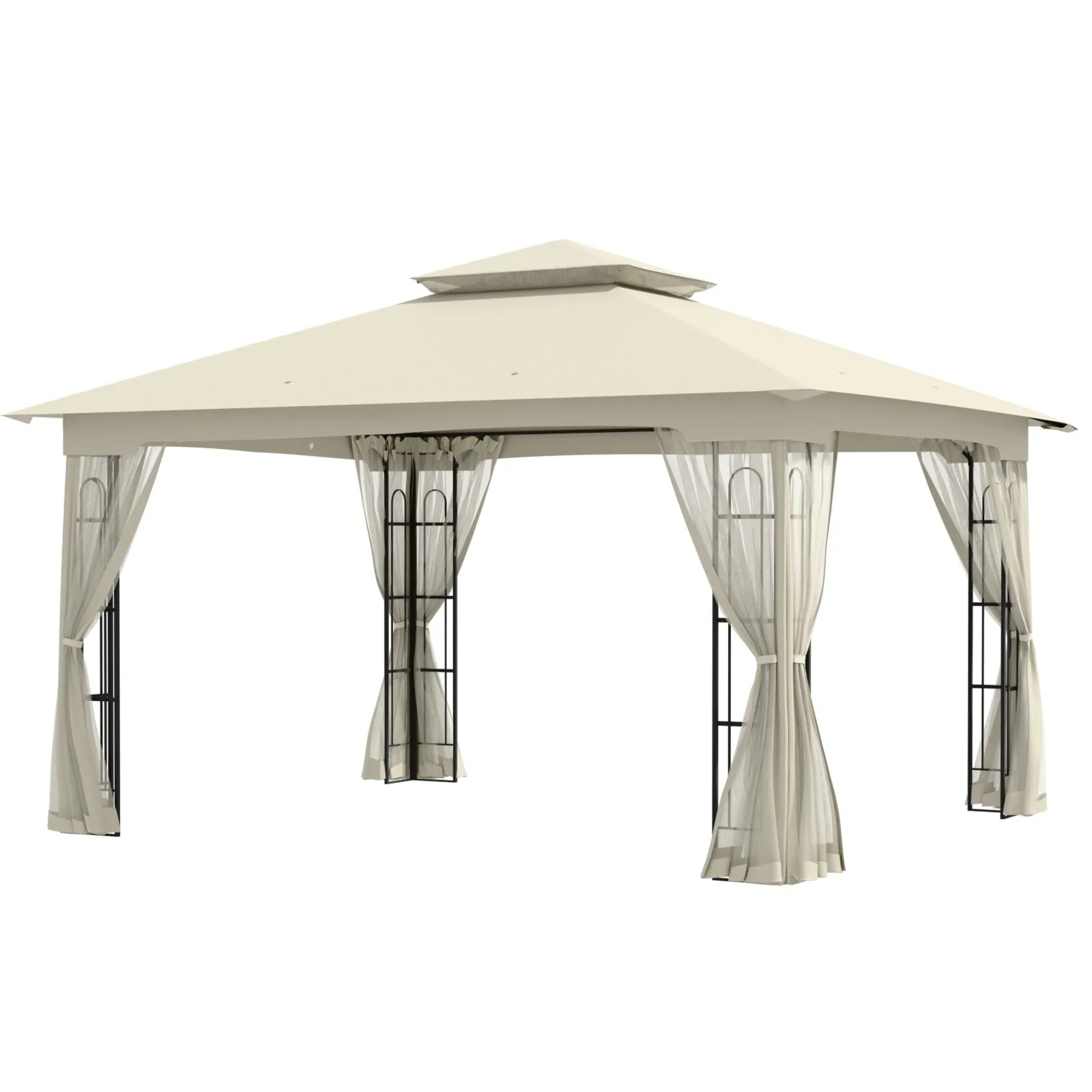 Patio Soft Top Gazebo with Mosquito Netting 13x11 at Top, 12x10 Footprint