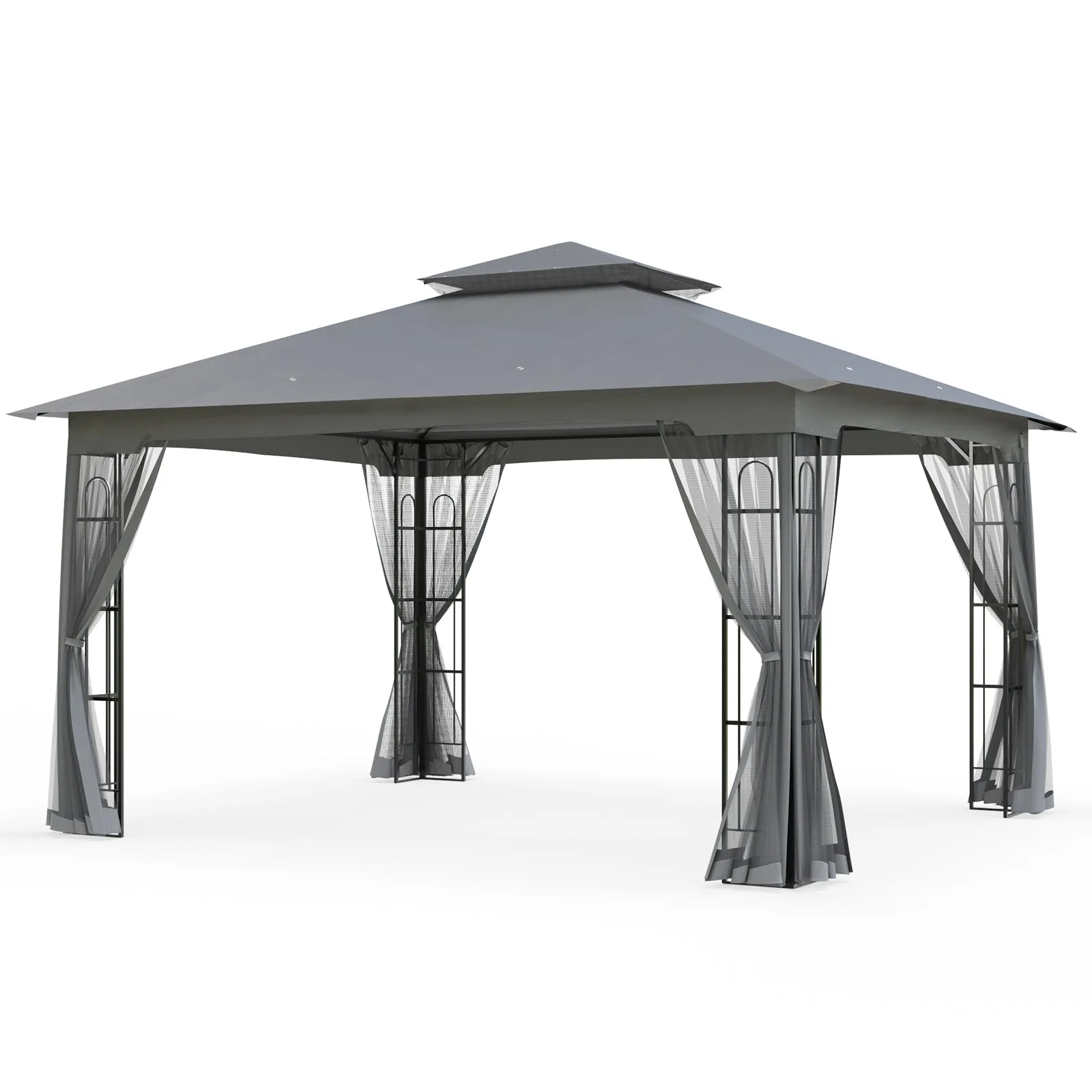 Patio Soft Top Gazebo with Mosquito Netting 13x11 at Top, 12x10 Footprint