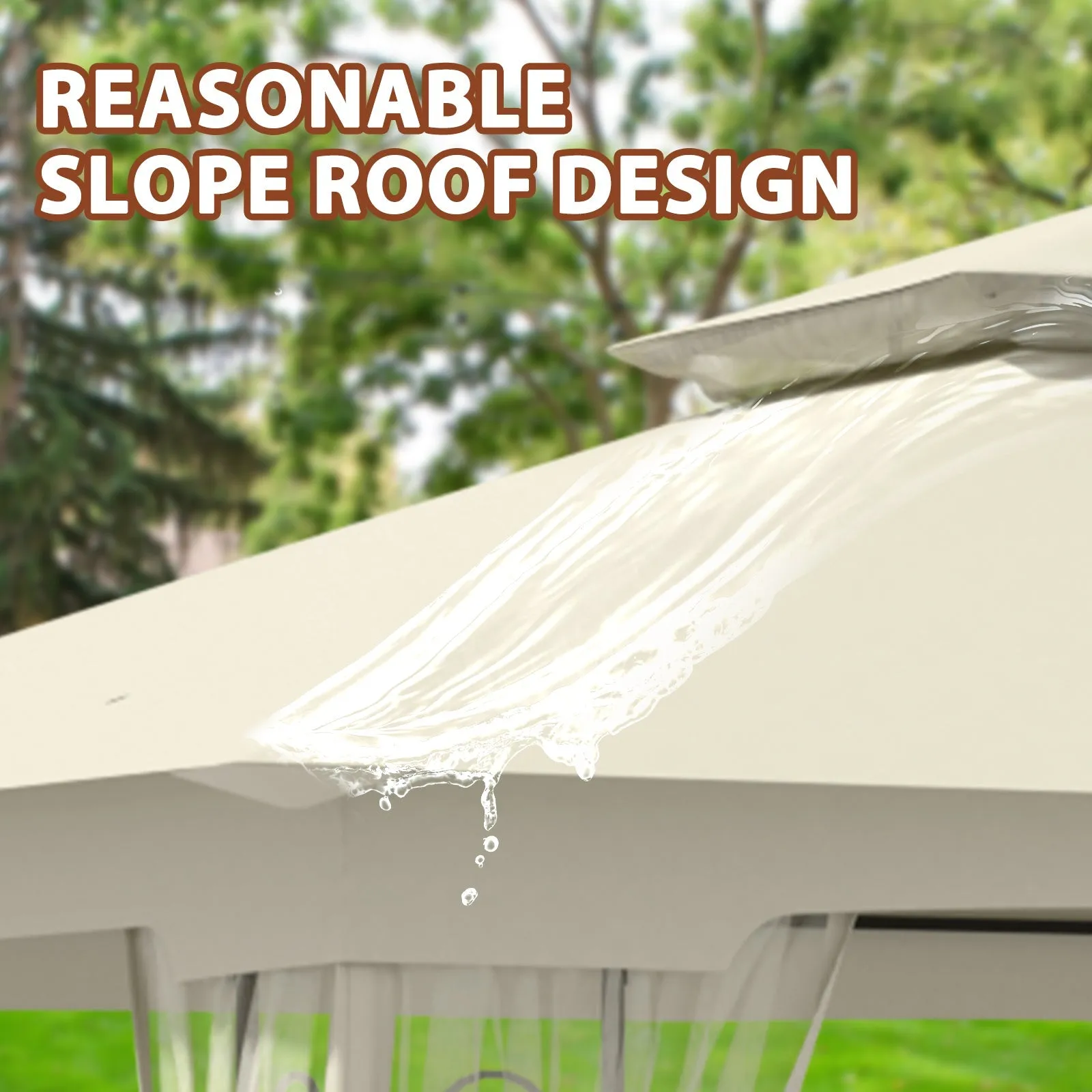 Patio Soft Top Gazebo with Mosquito Netting 13x11 at Top, 12x10 Footprint
