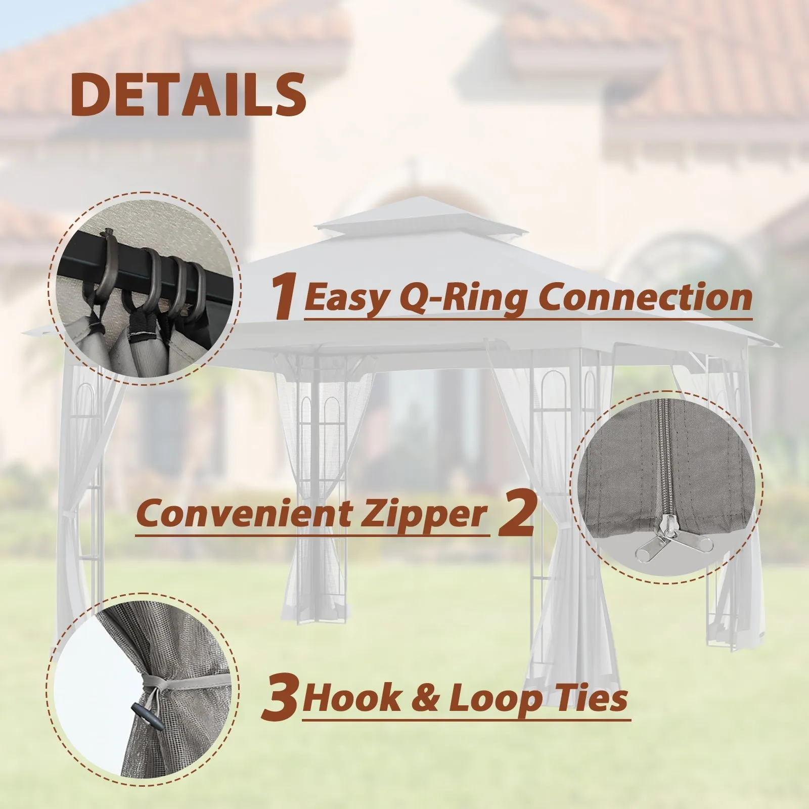 Patio Soft Top Gazebo with Mosquito Netting 13x11 at Top, 12x10 Footprint