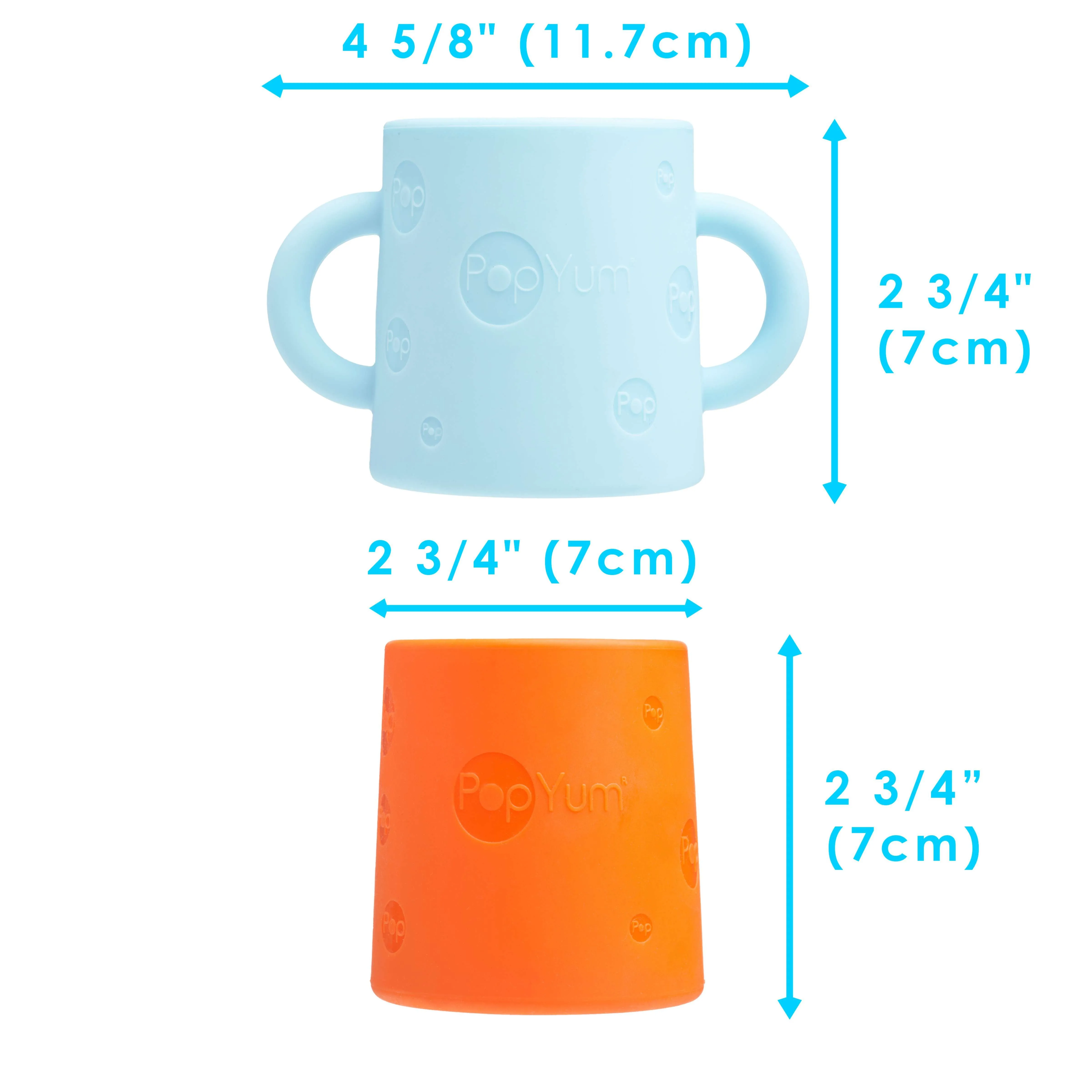 PopYum Silicone Training Cup 2-Pack (Blue and Orange)
