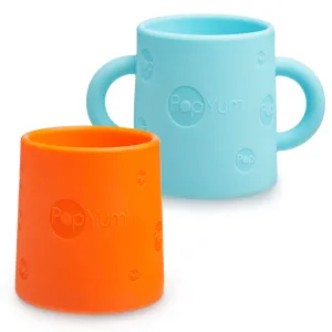 PopYum Silicone Training Cup 2-Pack (Blue and Orange)