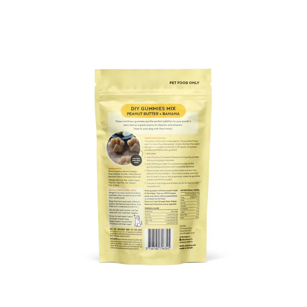 Raw Pawz DIY Gummies Banana and Peanut Butter Dog Treats 90g