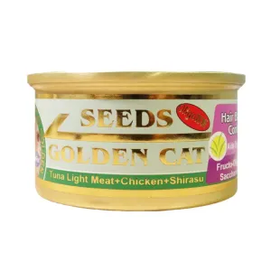 Optimized Title: **Seeds Golden Cat Premium Tuna Light Meat with Chicken & Shirasu Canned Cat Food - 80g**