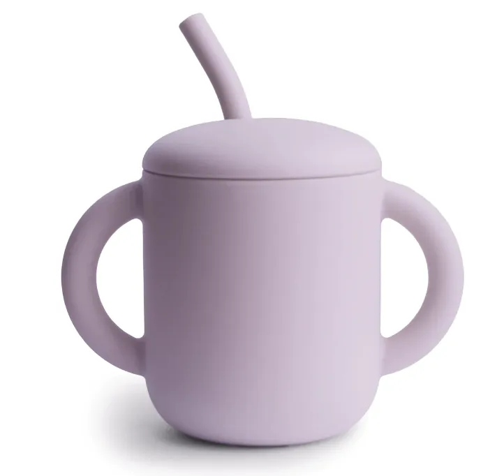 Silicone Training cup and straw (Soft Lilac)