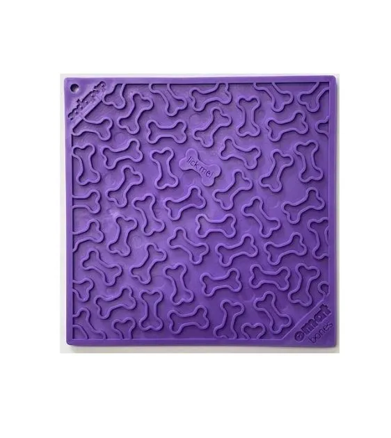 SodaPup Enrichment Lick Mat For Dogs (Square / Purple Bones)