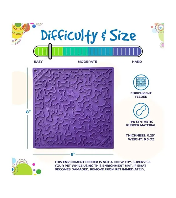 SodaPup Enrichment Lick Mat For Dogs (Square / Red Bones)