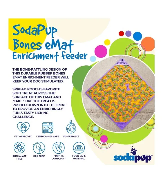 SodaPup Enrichment Lick Mat For Dogs (Square / Red Bones)