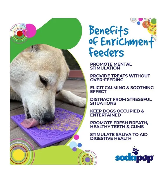 SodaPup Enrichment Lick Mat For Dogs (Square / Red Bones)