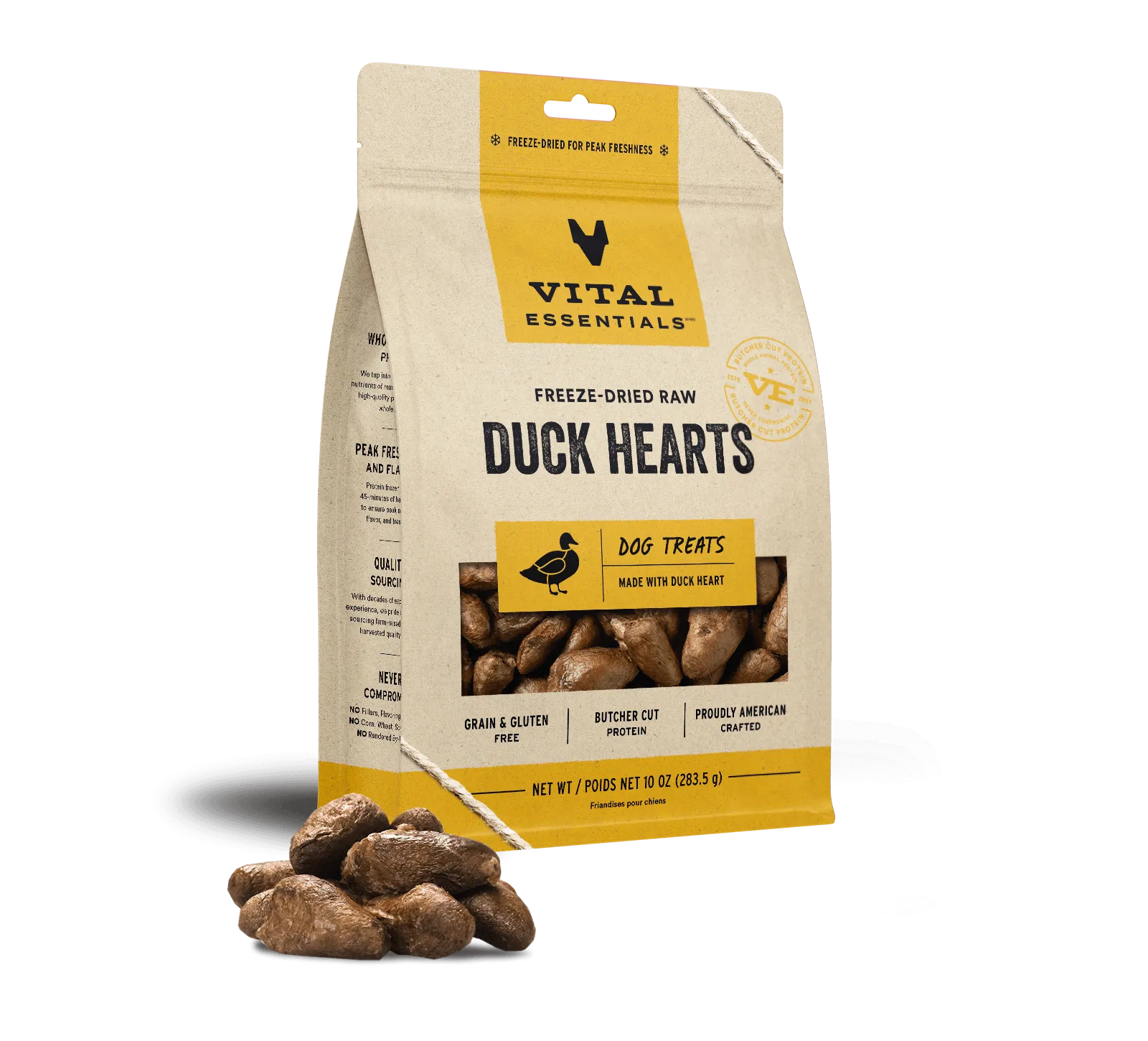 Vital Essentials Freeze-Dried Duck Hearts Dog Treats